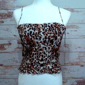 Free People Hand Printed Meridien Corset top medium animal print NWT
